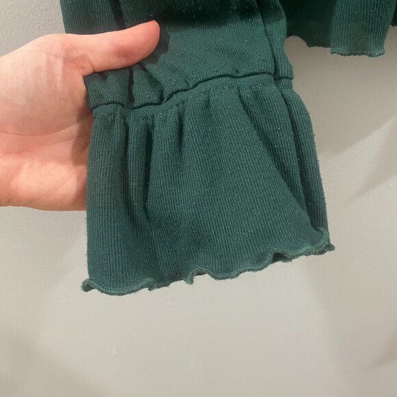 Intimately Free People Lightweight Ruffle Neck Top - Emerald Green L - Picture 4 of 7